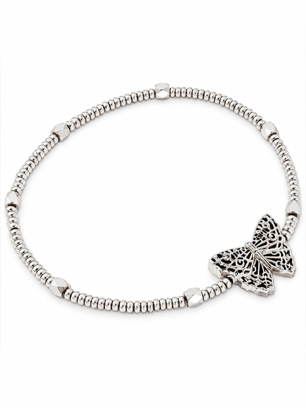 Kendra Scott Hadley Silver Filigree Butterfly Beaded Stretch Bracelet